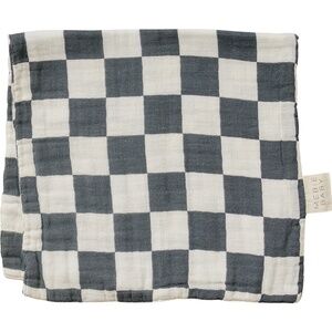 NWT Mebie Baby Charcoal Checkered Muslin Burp Cloth 100% Cotton